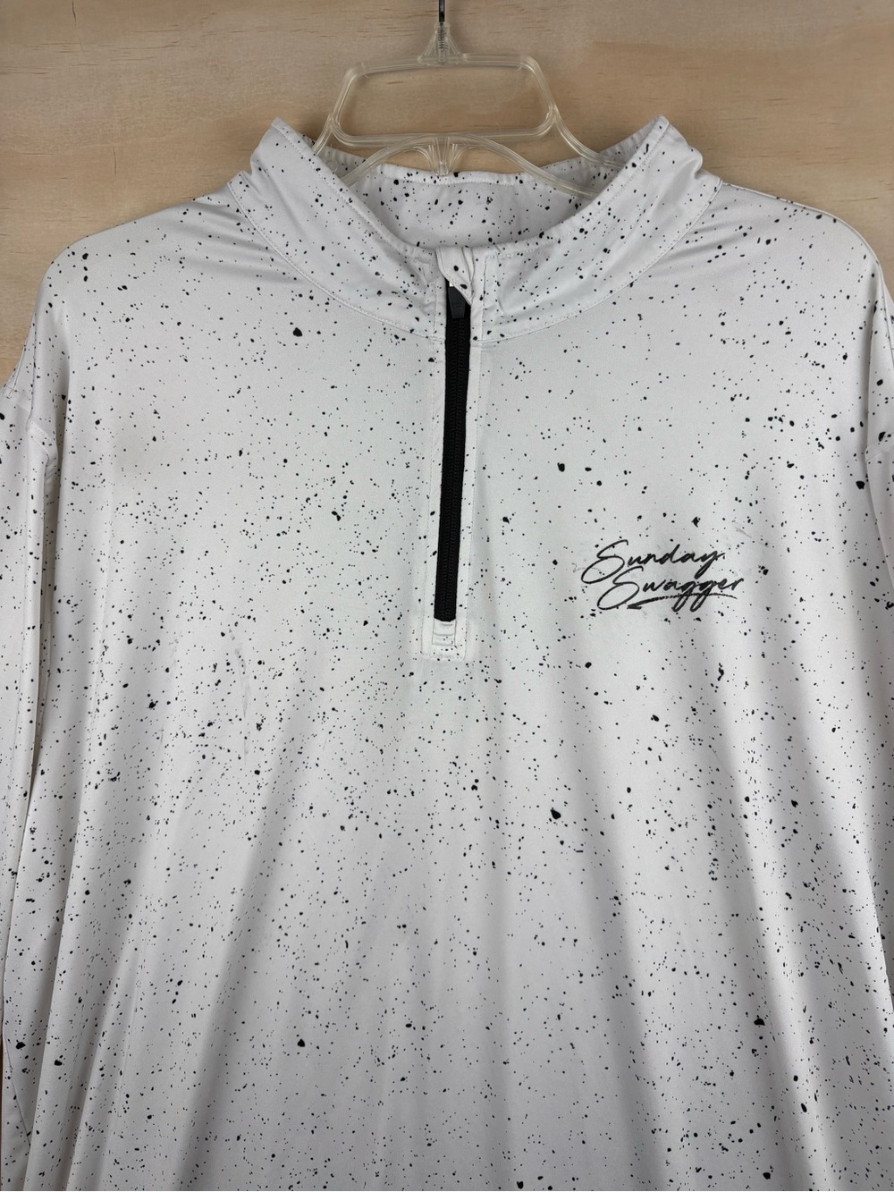 Sunday Swagger Hoodie Men’s XL White Black Splatter 1/4 Zip Pullover Golf